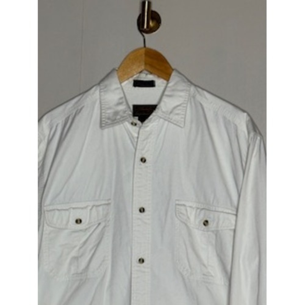 Eddie Bauer Mens Rufton Twill Shirt White Long Sleeve Button Down Size M Tall - Picture 2 of 5